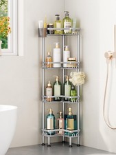 Standing Shower Caddy Corner - 4 Tier Corner Shower Organizer with Toothbrush Ho