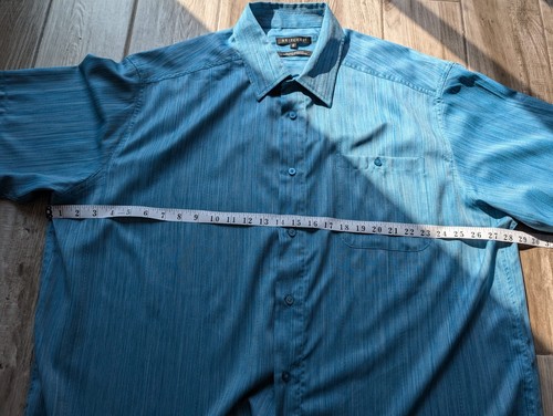 Britches Blue Striped Short Sleeve Button Shirt Men’s XXL 100% Polyester NWOT - Foto 5 di 7