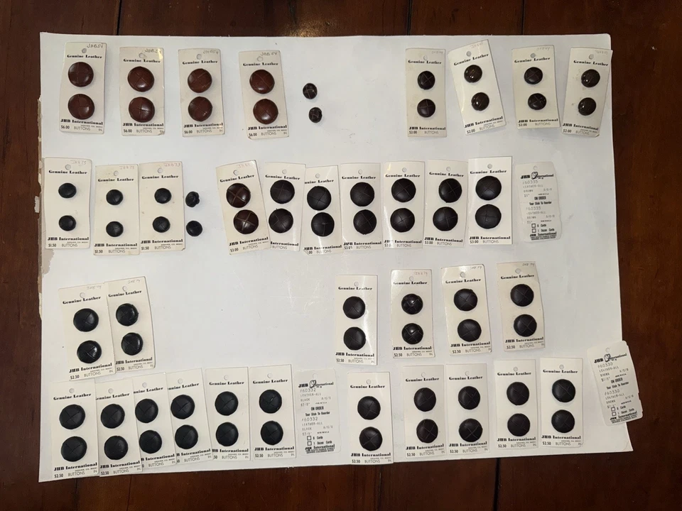 Lot of 74 Vintage JHB Brown & Black Woven Leather Dome Buttons - Image 4 of 4
