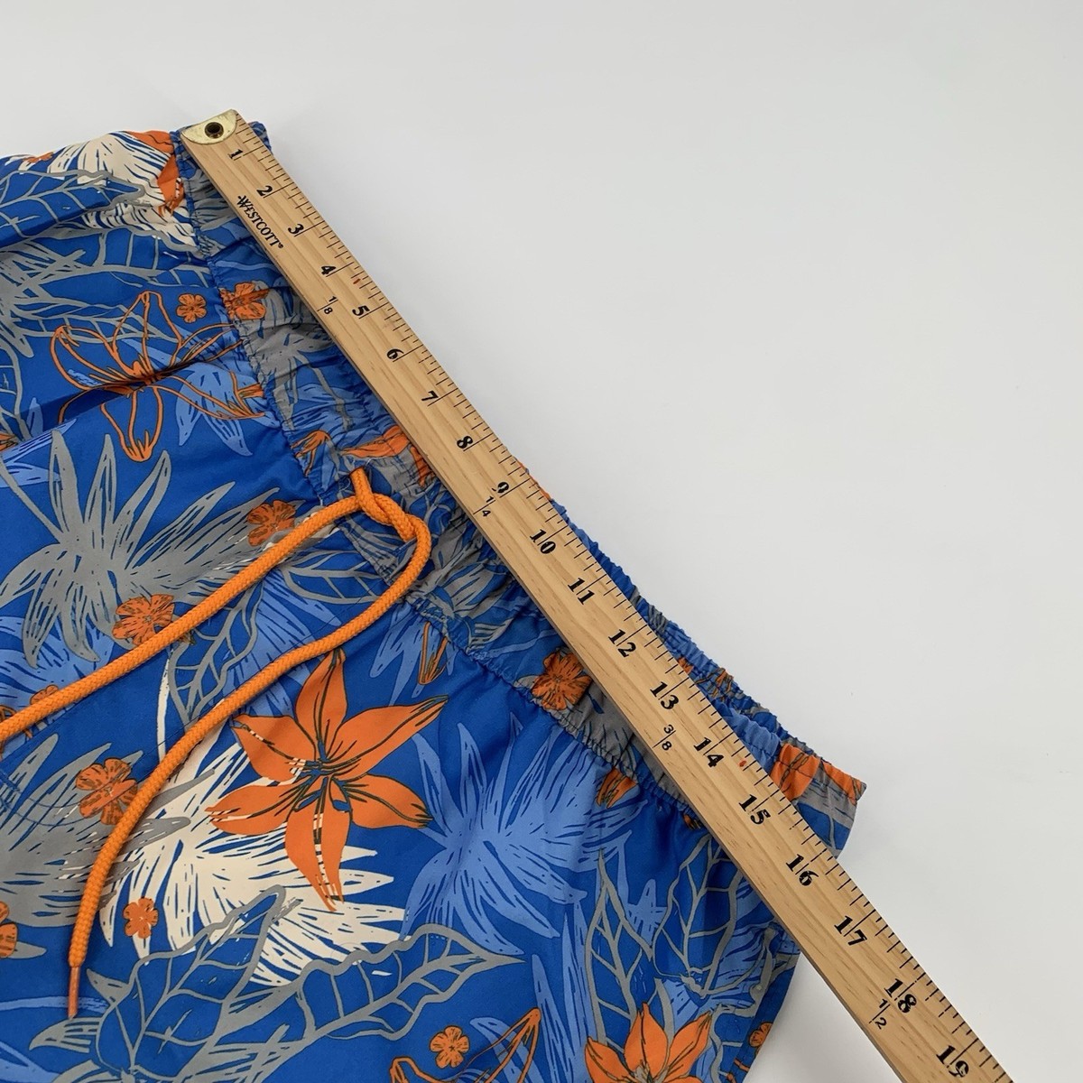Dream Wave Hawaiian Floral Print Swim Trunks Size Large Mens Blue