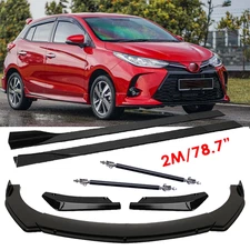 Front Bumper Lip Splitter 78.7" Side Skirt Strut Rods Body For Toyota Yaris