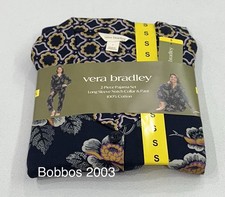 Vera Bradley Women's 2-Piece Long Sleeve Notch Collar  Pant PJ Set, Blue, S