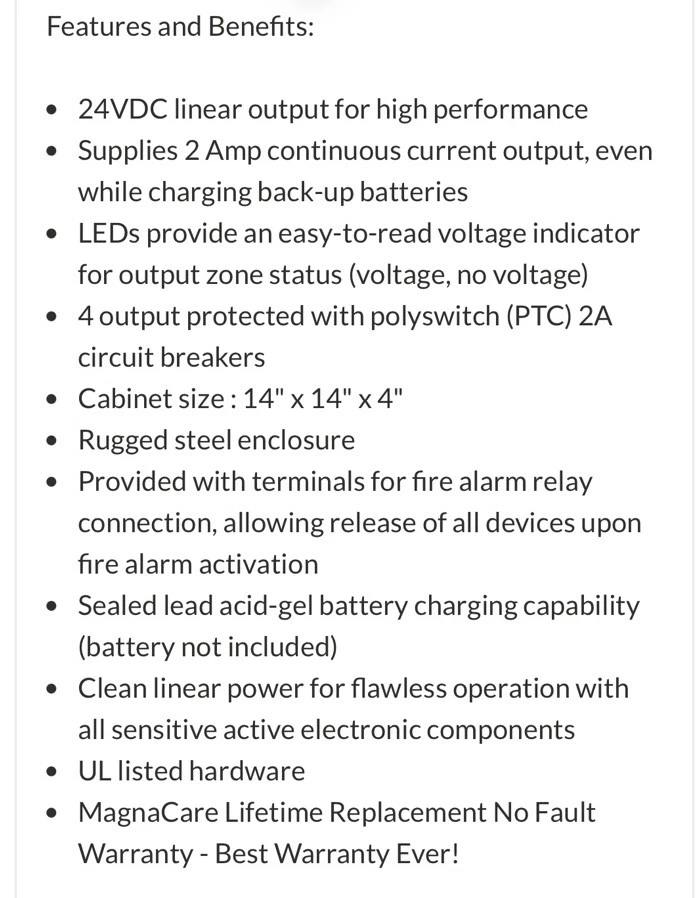 Assa Abloy BPS-24-2 Linear Power Supply 24VDC-2A, for Alarm Or Battery Backup - Image 2 of 4