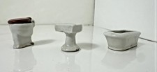 Vintage Porcelain Dollhouse Bathroom Set 1:12 Miniature Toilet Tub Sink Japan