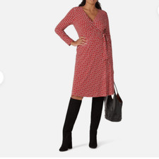 Ralph Lauren Red Ruched Chain Faux Wrap Long Sleeve Sheath Dress Equestrian 6