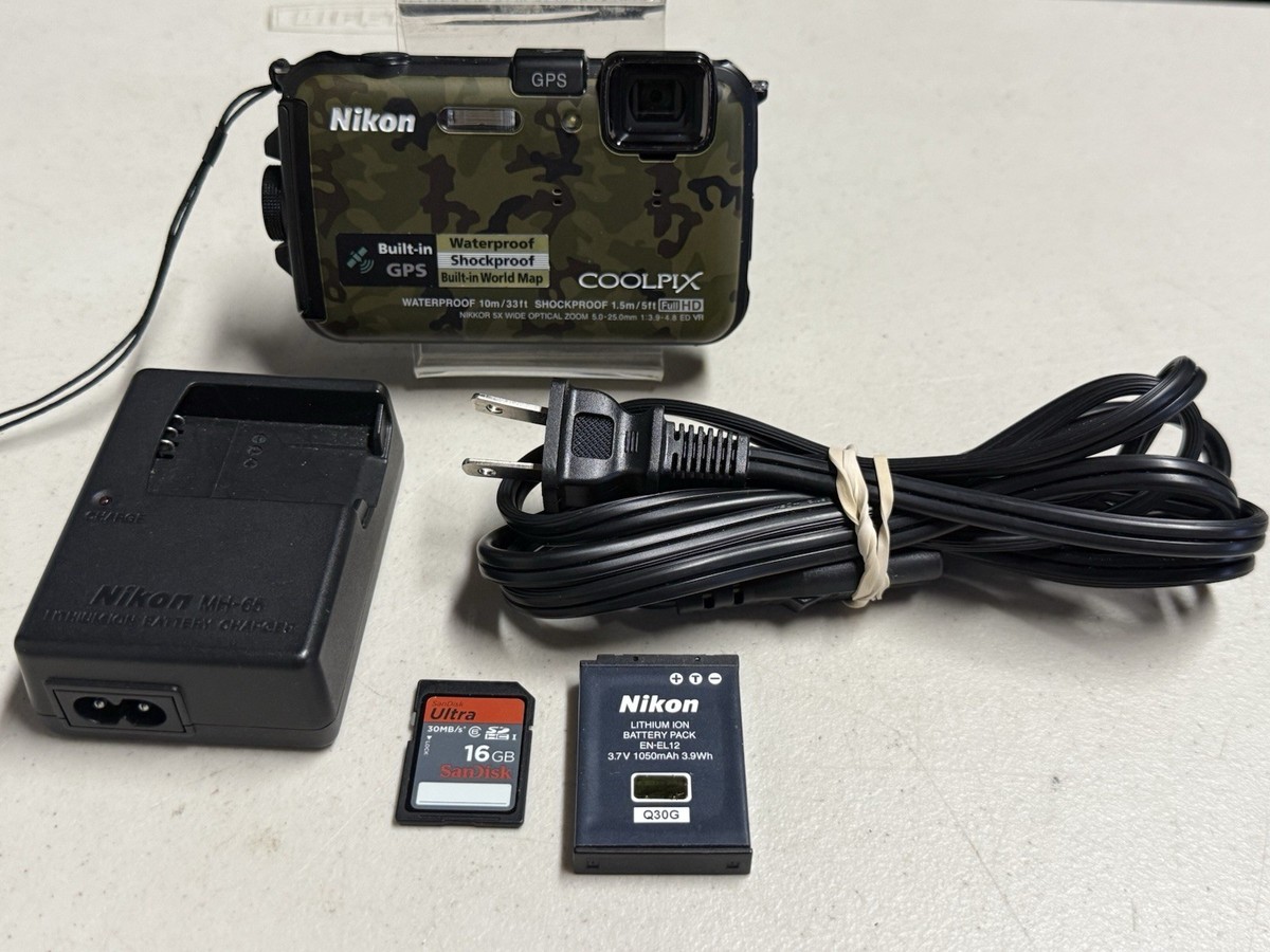 Nikon COOLPIX aw100 充電器付き　ジャンク品 Nikon COOLPIX AW100 16 MP CMOS Waterproof Digital Camera +