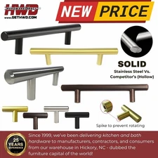 Modern Cabinet Handles Pulls Kitchen Drawer Black Bronze Gold Nickel SOLID T-Bar