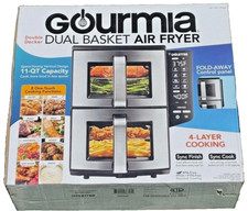 Gourmia 11-QT. Dual Basket Air Fryer with Smart Finish & 4-Layer Cooking- NEW