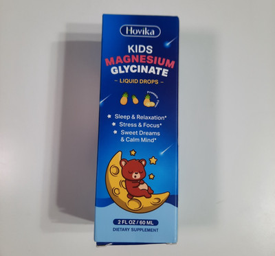 Hovika Kids Magnesium Glycinate Liquid Drops Pineapple 2oz Sealed