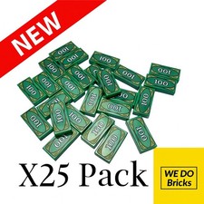 LEGO Money Tiles X25 Pack *Brand New*  1x2 100 Dollar Bills bank notes green