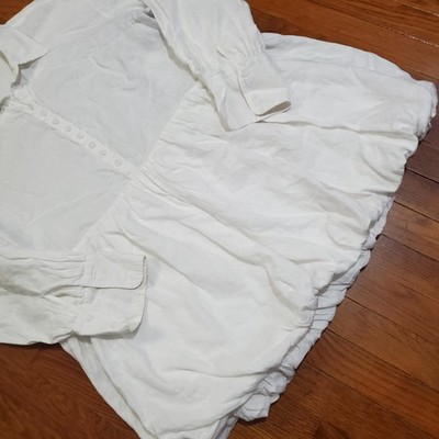 DISSH Shirt Dress Womens 10 White Linen Lined Collared Long Sleeve Bubble  Hem | eBay