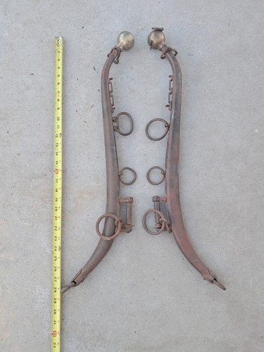 Hames Harness Pair Ball End Rings Primitive Farm Horse Ox Donkey Antique Iorn