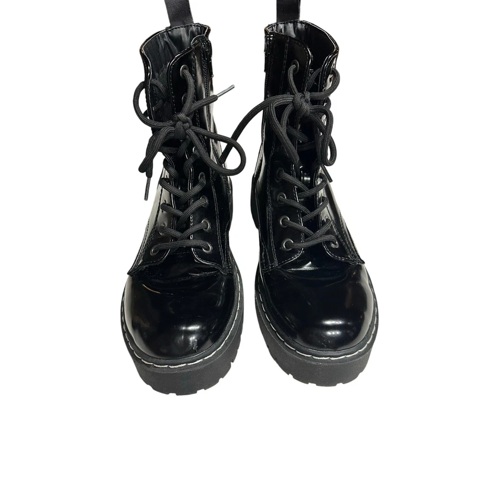 Botas para mujer Soda Combat Moto Harley Paton con cordones Goth Grunge negras 8M Foto 2 de 4