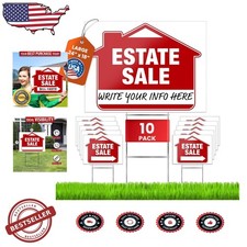 Durable Estate Sale Signs 10pk 24"x18" Plastic Coroplast Heavy Duty Stakes