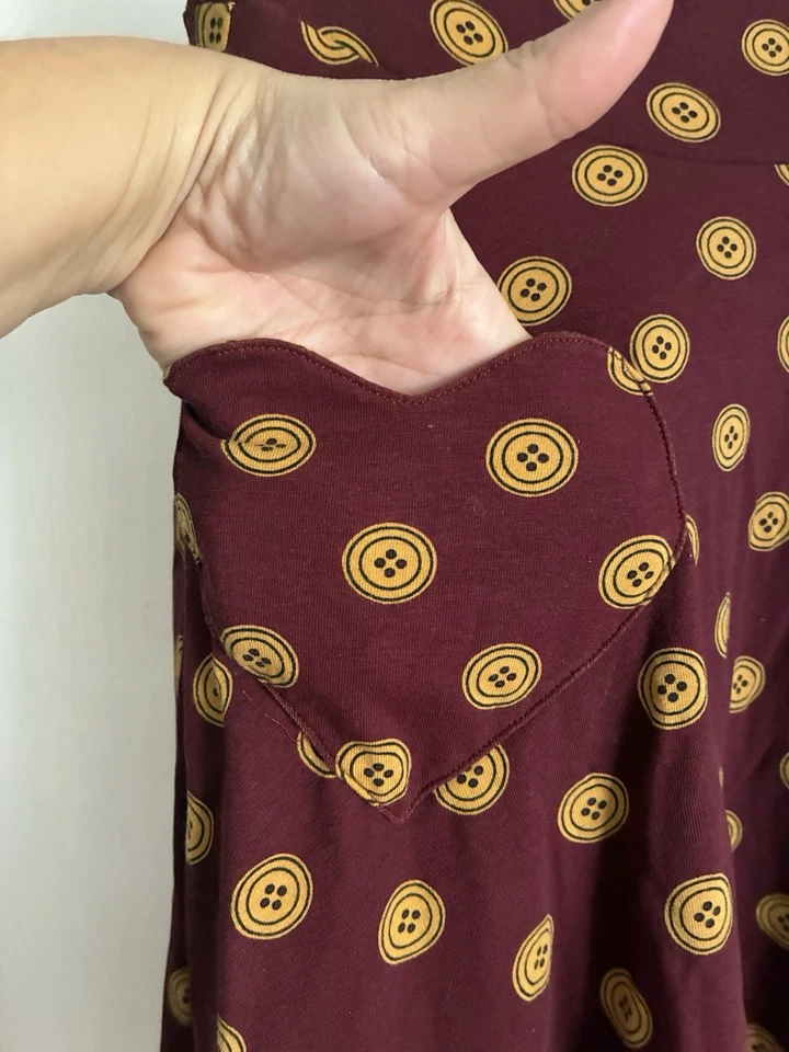 Effie's сердце вино красный горчица золотой кнопка новинка печати сердце карманы юбка L - Изображение 4 из 4