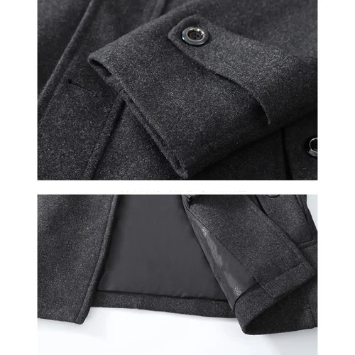 Mens Trench Coat Wool Blend Jacket Overcoat Business Winter Coat Warm Pea Coat - Bild 11 von 21