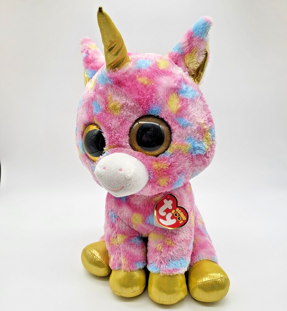 TY Large 40cm Fantasia Pink Unicorn Beanie Boo Soft Toy UK