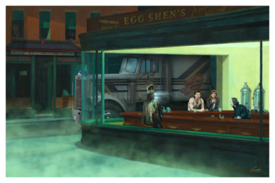 Big Trouble in Little China Nighthawks Diner Giclee Art Print Poster 24x16 Mondo
