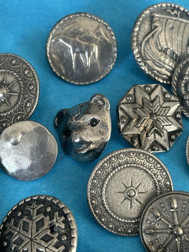 Vintage Pewter Buttons~ 30+ Norwegian Factory Errors. - Picture 8 of 12