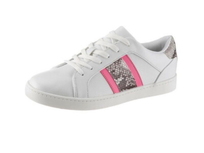 CITY WALK DAMEN SCHUHE  SNEAKER SCHLANGENOPTIK WEIß PINK GR. WÄHLBAR *NEU*