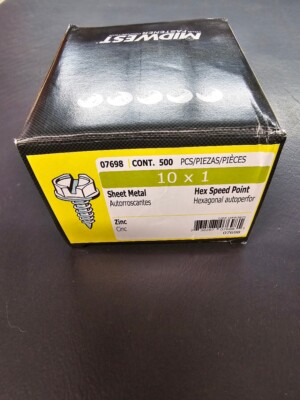 Midwest Fastener 07698 Screw, #10 Thread, 1/4 in. HEX Drive Head