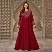 Dubai Women Long Sleeve Maxi Dress Abaya Robes Evening Moroccan Loose Dresses