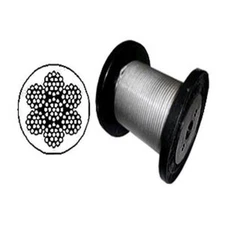 Vinyl Coated Stainless Steel Cable 304 Wire Rope 7x7, Clear, 1/16" - 3/32"