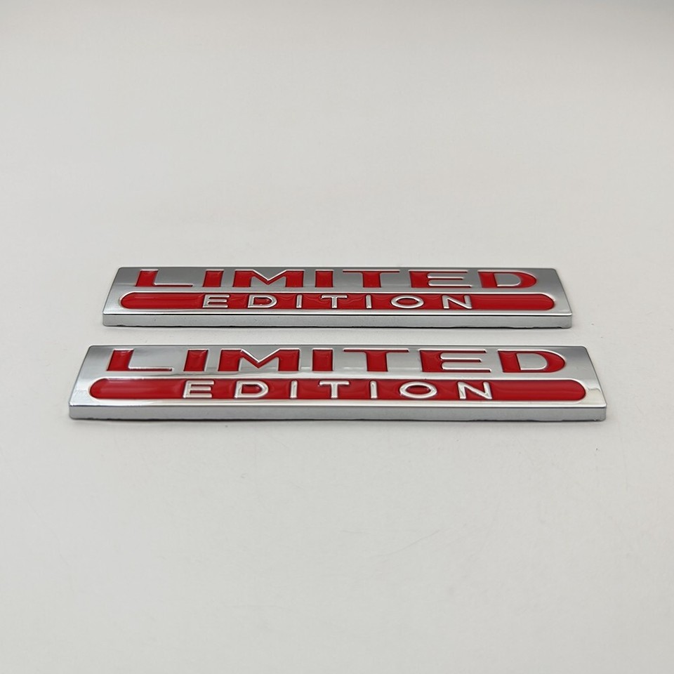 2x Chrome&Red Metal Limite Editon Logo Emblem Sport Bagde Racing ...