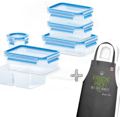 Emsa Clip&Close 3D Vorratsdose Frischhaltedose Set 6tlg+Kochschürze Vorratsbox