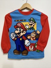 2019 SUPER MARIO Winter Pajamas Top Size 8 Boys Polyester Long Sleeved