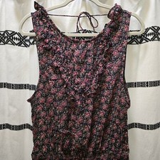Free People I'm Your Favorite floral sleeveless mini dress ruffle detail large