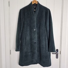 Eileen Fisher Ivy-green Peruvian Sheered Suri Alpaca Collar Coat L Ladies