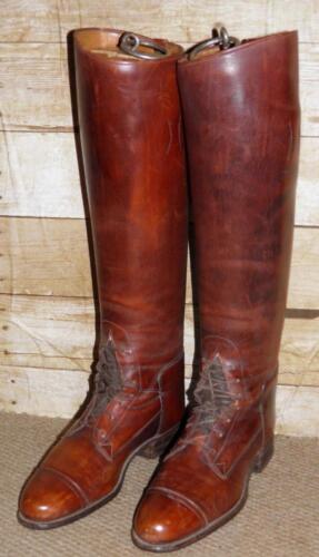 Ladies Dehner Long Brown Leather Blucher Field Boots / Riding Boots Size UK 6.5