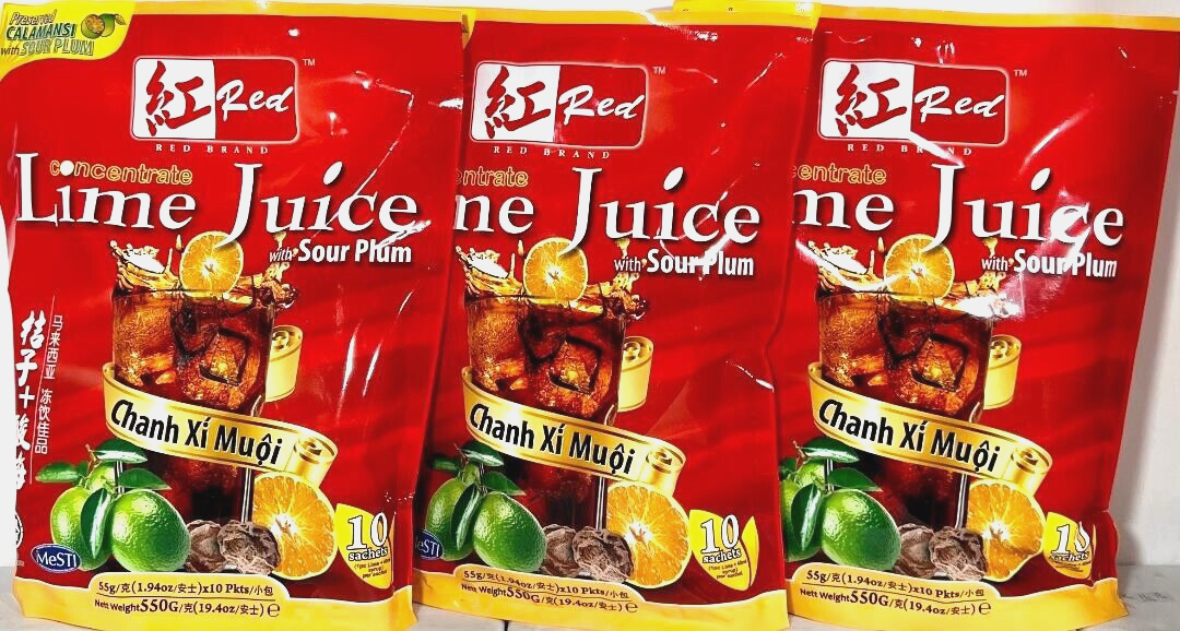 Red Brand Concentrate Lime Juice with Soup Plum 10 Sachets x 55g