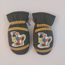 Vintage Mickey Mouse Green Rayon Toddler Kids Mittens Gloves Walt Disney