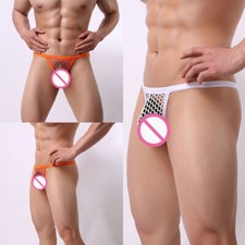 Mens Mesh See-through Pouch G-string Briefs Underwear T-back Thong V-string  