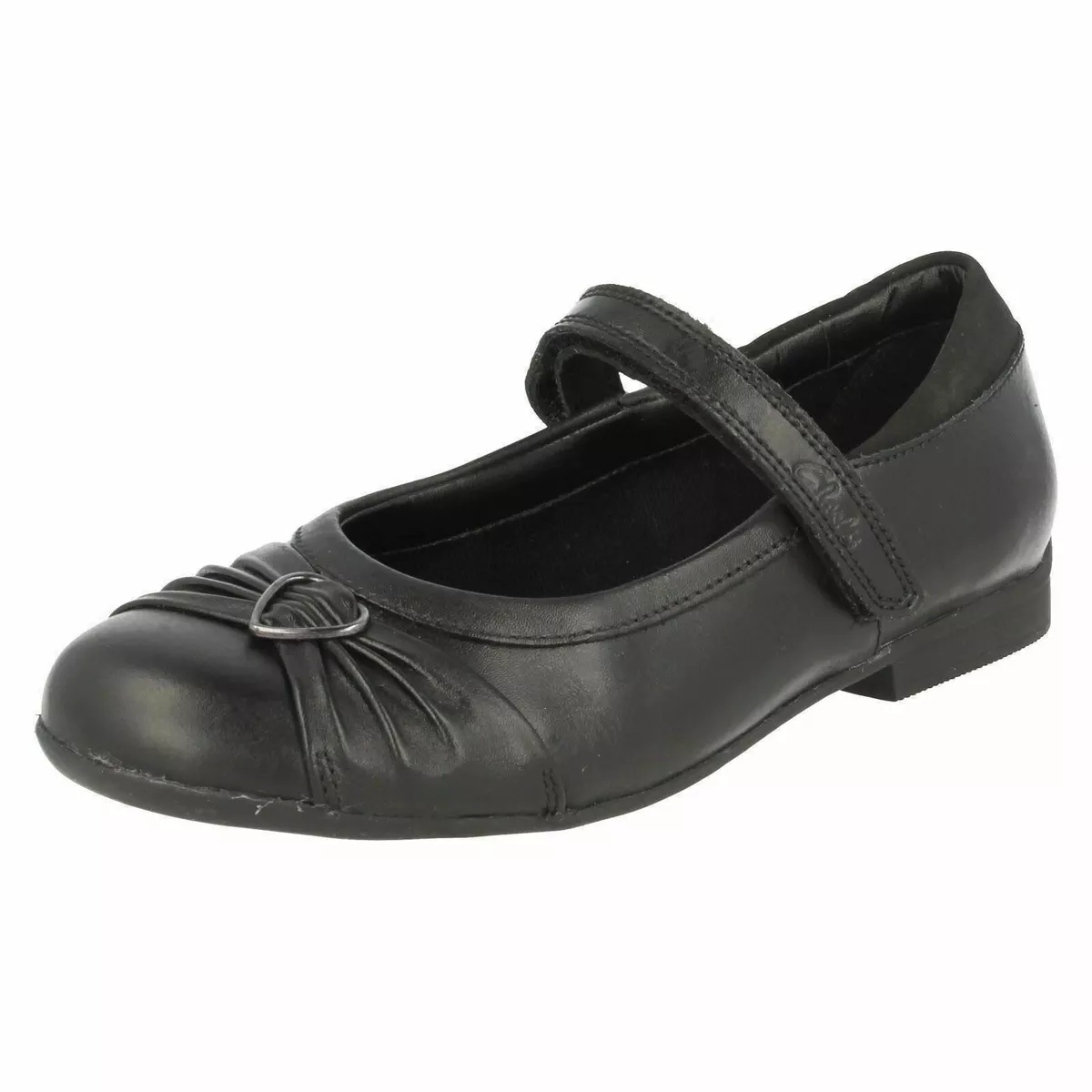 Clarks Dolly Heart Infant Girls Black Leather School Shoes Sizes 7