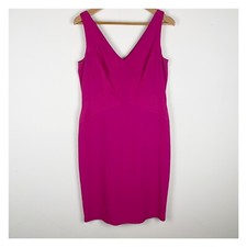 David Meister Pink Sheath Bodycon Cocktail Dress V Neck Sleeveless Size 8 Barbie