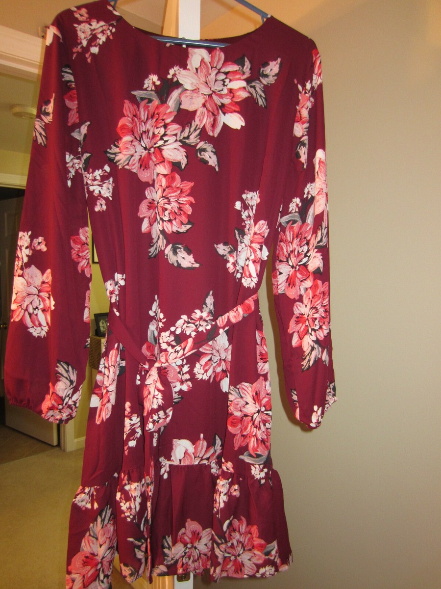 Maurices Floral Dress Red NWT Maurices Size Large Fall Winter