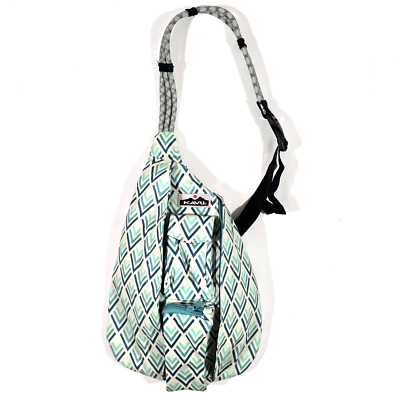 KAVU MINI ROPE SLING BAG CHEVRON GEOMETRIC CREAM TEAL  display picture 1
