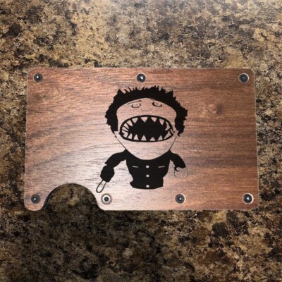 Wood Wallet Minimalist Laser Engraved with Ashy Slashy