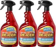 SPLASH Red Hot De-icer Windshield and Wipers Trigger Spray 32 Ounces - 3 Pack