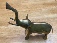 Vintage Brass Elephant Figurine Trunk Up Made In Korea 