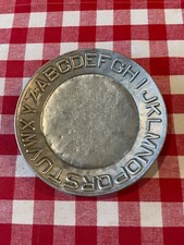 Vintage Child's Aluminum ABC Plate 7" diameter 