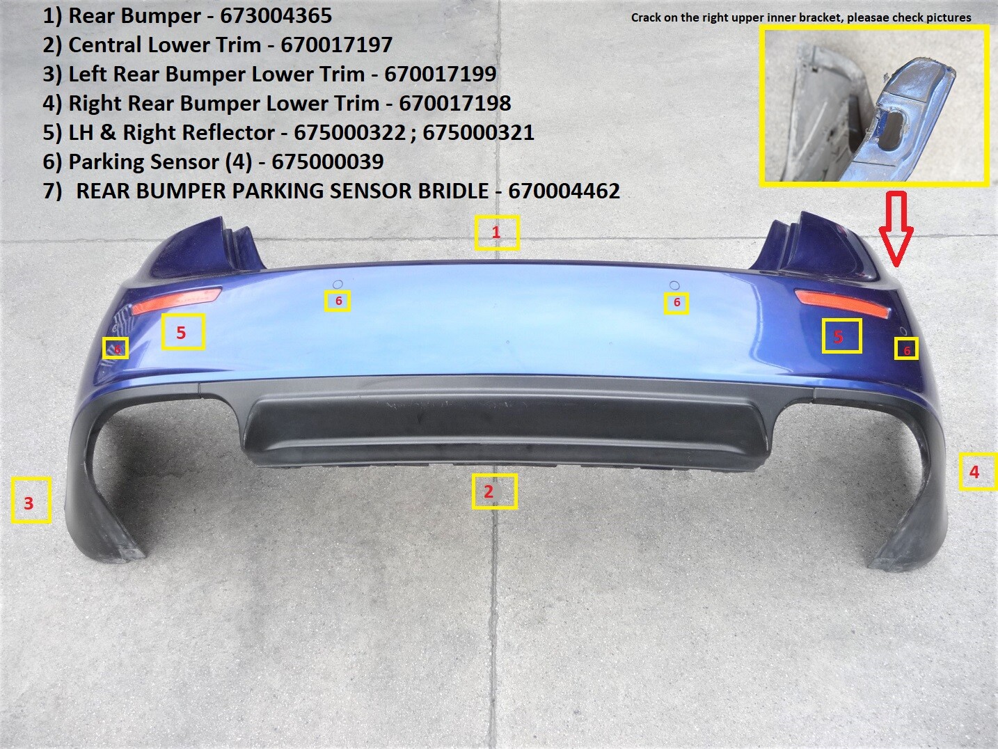 2018-2020 Maserati Ghibli M157 Rear Bumper Cover Complete 670008304 OEM