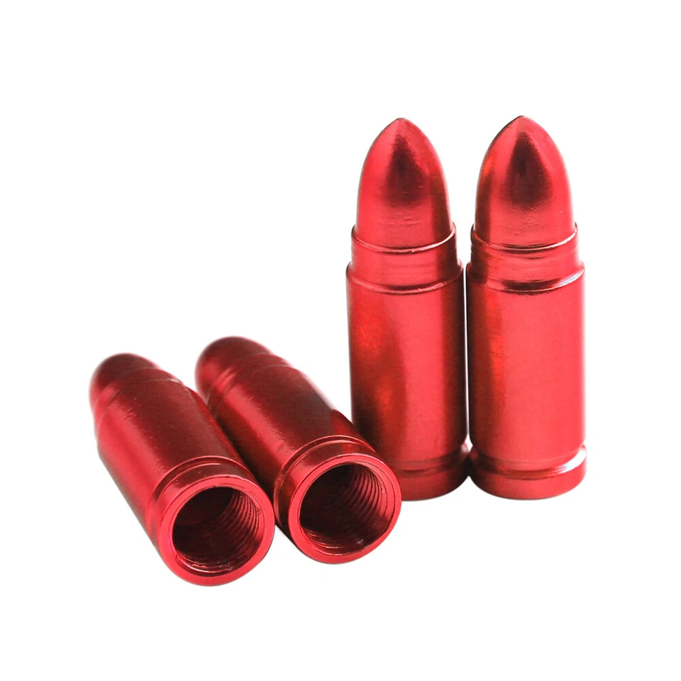4pcs Bullet Shape Aluminum Car Tire Wheel Stem Air Valve Caps SUV Sleeve Covers - Image 2 of 4