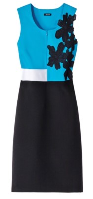 blue and black colorblock dress Yelete Women's Color Block Contrast Midi Dress, Royal Blue / Black, L, Size: Large