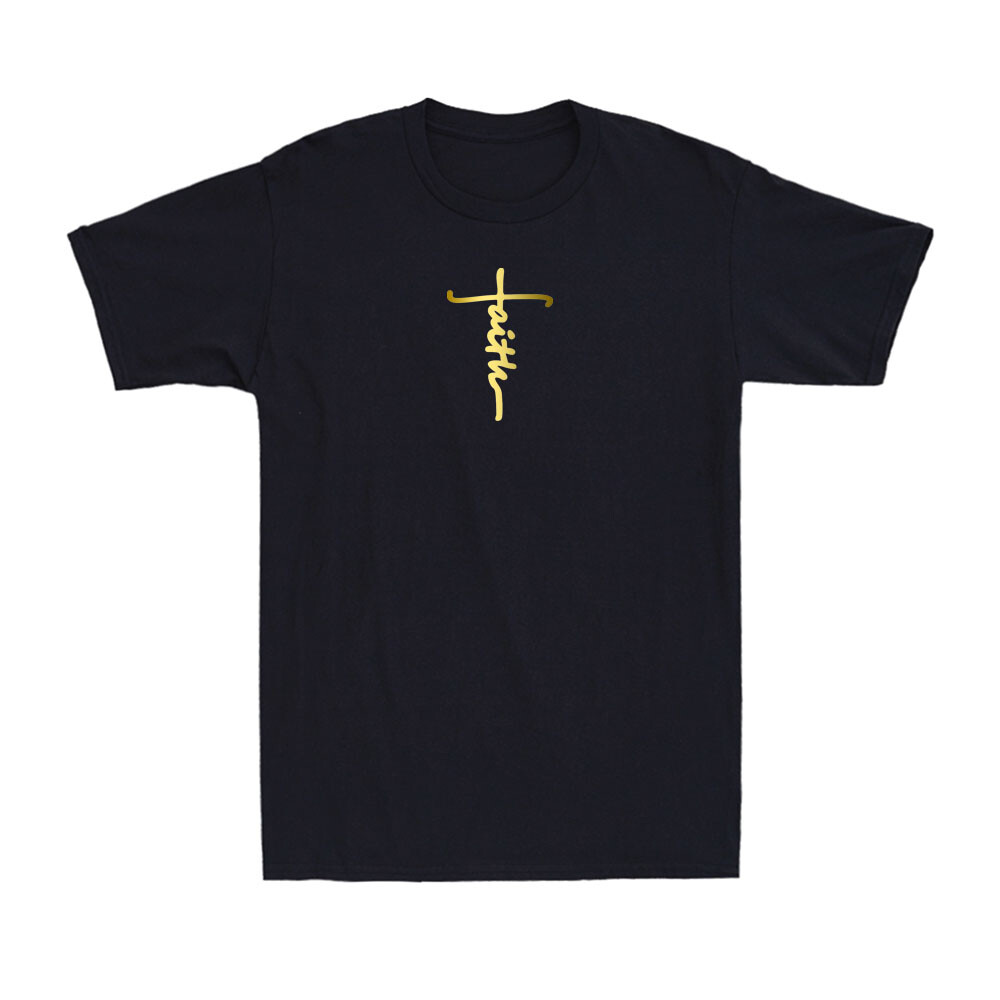 Faith Cross Christian Golden Print Men's T-Shirt