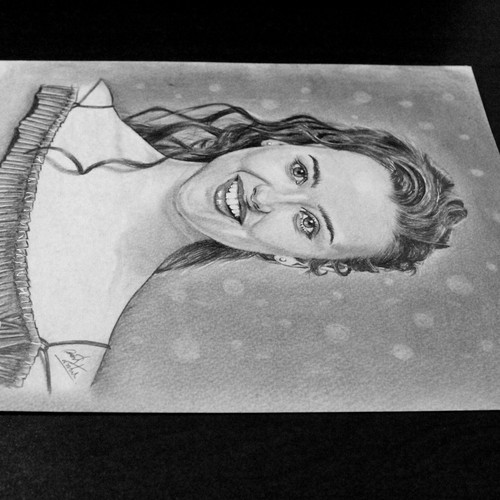 Portrait au crayon original réaliste de Katherine Langford Hannah dessin à la main - Photo 4 sur 9
