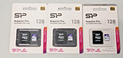 Silicon Power microSDXC UHS-1 cards 128GB Lot of 3 NEW